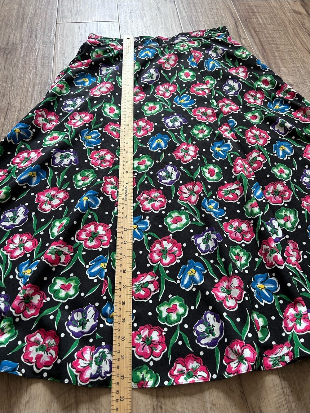 Floral A-Line Maxi Skirt in Black with Multicolor Blooms summer feminine party - Picture 6 of 8